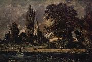 John Constable Die Kathedrale von Salisbury vom Flub aus gesehen, mit dem Haus des Archidiakonus Fischer, Skizze Spain oil painting artist